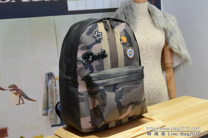 COACH蔻馳 專櫃原單 正品開版 新款徽章迷彩 男士雙肩包 59906 時尚潮流  Chz1075